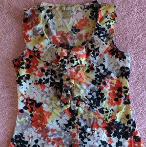 Banana Republic Sleeveless Blouse Ruffle Collar S